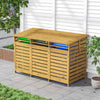 Triple Wheelie Bin Shed with Lids Wooden Garden Dustbin Storage Cupboard Outdoor