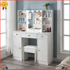 Vanity Dressing Table With LED Lighted Mirror Drawer 6 Open Shelves Makeup Desk