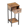 RusticBrown Bedside Table Nightstand Drawer Cabinet Storage Table Living Bedroom
