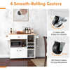 Drop Leaf Kitchen Island Cart Storage Cart on Wheels-Black-White