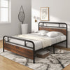 King Size Bed Frame Heavy-duty Platform Bed Industrial Bed Base w/headboard