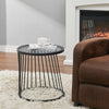 Round Glass Top End Table Living Bedroom Bed Side Sofa Coffee Table Metal Chrome