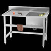 Stainless Steel Commercial Sink Single Bowl Basin Drainer Kitchen Catering Table