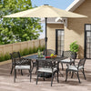 Set of 7 Outdoor Garden Cast Aluminum Furniture Table & 6 Chairs Set w/Cushions