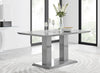 Grey Gloss Pillar Dining Table & 6 Velvet Knockerback Belgravia Chairs