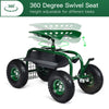 84CM Outdoor Planting Cart Rolling Garden Cart Work Swivel Seat w/Tool Tray