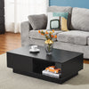 Wooden Coffee Table with Storage Drawer Shelf Sofa Side End Table with LED Light