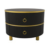 Nest of Tables Set of 2 Hard Glass Coffee Stacking Side End Table 2 Drawer Black