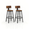 Set of 2 Industrial Bar Stools with Backrests