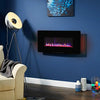 LED Electric Wall Fire Black Glass Freestanding Fireplace 7 Flames with TV Stand
