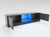 Black High Gloss 150cm TV Stand Cabinet with LED Lights 2 Doors for Living Room