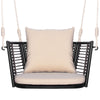 Costway Patio Hanging Rattan Basket Chair Swing Hammock Chair w/Seat Cushion