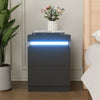 LED Bedside Table 2 Drawers Cabinet Charging Station Nightstand Storage Black