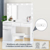 Large White Dressing Table Set with LED Lights Mirror and Makeup Cushioned Stool