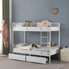 Metal Twin Over Twin Bunk Bed w/ Two Storage Drawers & Full-Length Guard Rail UK