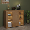 Modern 1 Door Sideboard Display Cabinet TV Unit Stand Matt Oak with LED Lights