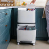 Kitchen Rubbish Waste Bin Recycling Dual Multi Compartment Pedal Dustbins Wheels