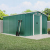 Large 10 X 8FT Outdoor Storage Garden Shed Sliding Door Galvanised Metal Green