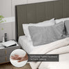 Upholstered Bed Frame with Channel Tufted Headboard-Grey