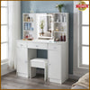 White Dressing Table With Smart LED Mirror Stool 3 drawers Vanity Makeup Desk