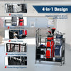 Garage Golf Bag Storage Rack Double Golf Bag Organizer Holder w/ Lockable Wheels