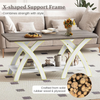 Coffee Table Farmhouse Rectangular 2 Tier Storage Shelf X Frame Living Room Home