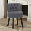 Grey Linen Makeup Chair for Vanity Button-Tufted Dressing Table Stool Wooden Leg