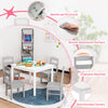 Children Wooden Table and 4 Chairs Set Activity Desk Set Grey