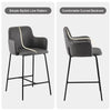 2PCs Faux Leather Bar Stool Breakfast Kitchen Bar Chair w/ Backrest Footrest
