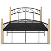 Bed Frame Black Metal and Solid Oak Wood 120x200 B7Z2
