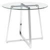 Modern Clear/Black Glass Round Dining Table With Metal Legs Kitchen Furniture