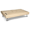 Manhattan Sofa Bed 2 Seater Faux Leather Click Clack - Cream