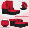 Outdoor Hand-Woven PE Wicker Daybed Patio Loveseat Sofa Set Retractable Canopy