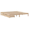 Bed Frame with Drawers 200x200 Solid Wood Pine R0Z9