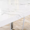 White Modern Large Dining Room Table Kitchen Table Marble Effect Top Steel Legs