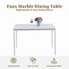 4x Grey Wood Dining Chairs Rivet Armchairs&White Marble MDF Top Dining Table Set