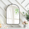 Modern Arch Metal Frame Bathroom Glass Wall Mounted Vanity Makeup Mirror Black