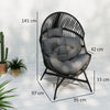 Standing Rattan Garden Egg Chair with Headrest, Charcoal Grey