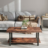 2 Tier Retro Coffee Table Rectangle Rustic Wood Living Room Tables Storage Shelf