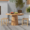 2Pcs 45CM Rustic Backless Stool Chair Rubber Wood Dining Stool Woven Paper Seat