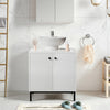 High Gloss Bathroom Sink Cabinet Under Basin Unit Cupboard 2 Door Storage White