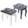 Retro Dressing Table Chair Silver Grey Seat Makeup Vanity Stool Curved Wood Legs