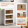 3 Tier Stackable Storage Box Folding Shoe Cabinet w/Lockable Wheels-White