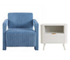 Dusk Ciara Accent Chair in Blue Corduroy with Hattie-1 Drawer Side Unit RRP £599