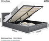4ft6 Double Ottoman Bed Frame, Upholstered Gas Lift Up Storage Bed with End Open