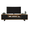 TV Unit 200cm Sideboard Cabinet | Oak & Black Wave Doors | Modern TV Stand