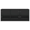 TV Cabinet with Glass Doors Stand Entertainment Centre Unit Black