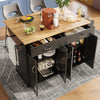 Rolling Kitchen Island W/Drop Leaf Countertop Storage Cabinet Trolley 4 Doors