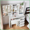 Vanity Dressing Table Makeup Desk with 6 Drawers And Dimmable LED Lighted Mirror