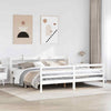 Bed Frame with Headboard White 200x200 Solid Wood Pine H1H9